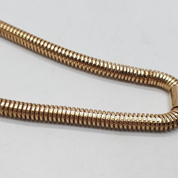 Gold Tone Snake Chain Necklace With Faux Pearl & Tassel Pendant Adjustable - Picture 4 of 6